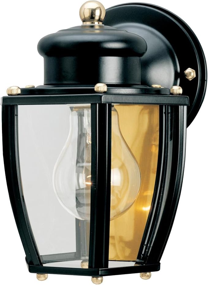 Westinghouse 6696100 One-Light Exterior Wall Lantern Matte Black Finish on Steel with Clear Curved Glass Panels