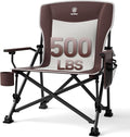 EVER ADVANCED Oversized Folding Camping Chair for Adults Heavy Duty Lawn Chair with Side Pockets Portable Collapsible Quad Chair for Outside Support Up to 500lbs Red
