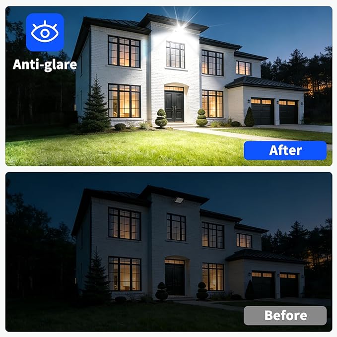 120W Flood Lights Outdoor 14400LM Brighter LED Security Light with Plug IP66 Waterproof 5000K Daylight Floodlight for Yard Garage Stadium 2 Pack
