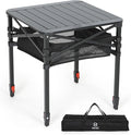 Nice C Aluminum Square Table Adjustable Height Folding Camping Table Lightweight Collapsible Table with Roll-up Tabletop Carry Bag for Outdoor Camping Picnic backyards BBQ (20'' Medium)