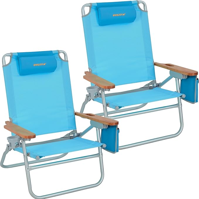 #WEJOY Folding Webbed Lawn Beach Chair - Heavy Duty Portable Outdoor Chair with Hard Armrest for CampingGardenConcertsFestivals and Sand Picnic BBQ265 LBS