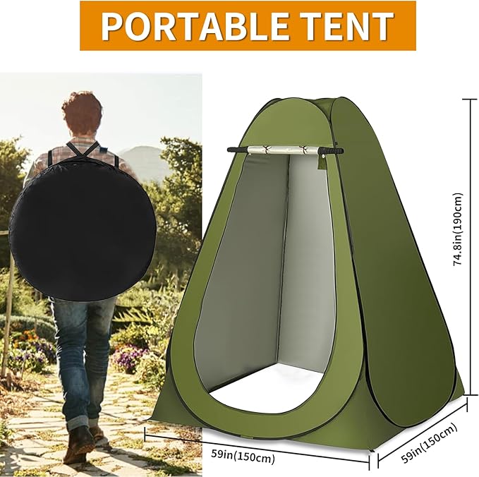 Portable Toilet Kit Larger Size Portable Camping Toilet with Pop-Up Privacy Tent and Poo Gel Toilet Bags Width of 4.93 Feet Tent Washable Outdoor Showers Changing Rooms