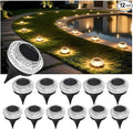 Solar Deck Lights Outdoor - IP67 Waterproof Solar Driveway Dock Lights 12PK Solar Pthway Lights Outdoor Warning Step Lights for Driveway Sidewalk Garden Pathway Yard Stair Backyard Decor(Warm White)