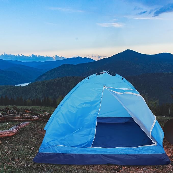 Luxshiny Two Person Winter Backpacking Tent Single Layer Lightweight Sky Blue Outdoor Shelter for Hiking Beach Park Recreation