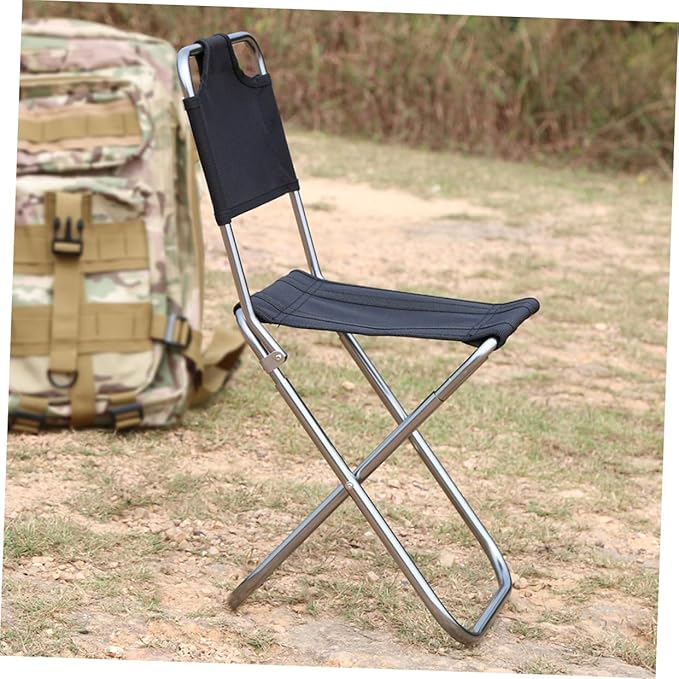 PRETYZOOM 100kg Lightweight Folding Chair Backrest Portable Stool for Outdoor Camping Gear Load Capacity Easy-Clean