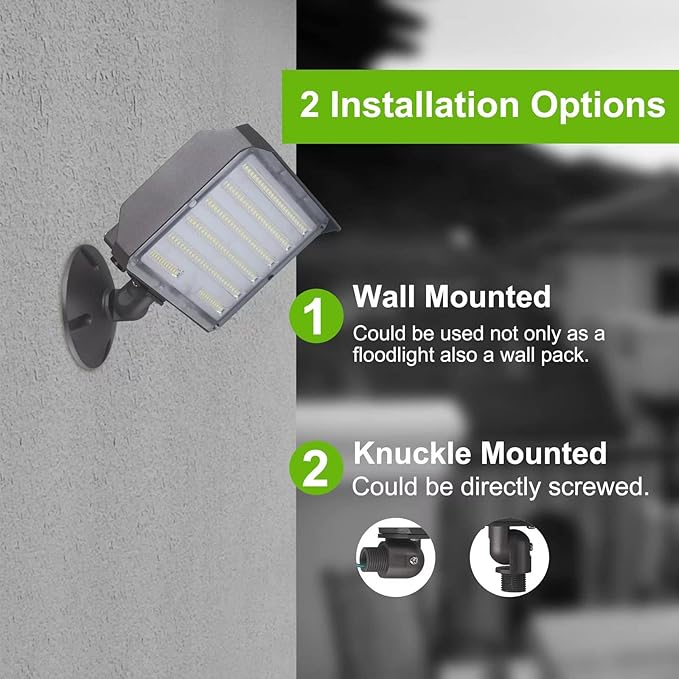 100W LED Flood Light with Knuckle Outdoor Flood Light Dusk to Dawn Photocell 5000K 14000lm AC100-277V Equivalent 1000W ETL Waterproof Wall Mount LED Security Lighting for Yard Entrance