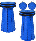 2 Pack Upgraded Collapsible Stools Folding Stool with CushionRetractable Folding Stool Max Load Capacity 400lbs Portable Telescoping Stools for Camping Hiking Outdoor BBQ Fishing-Dark Blue