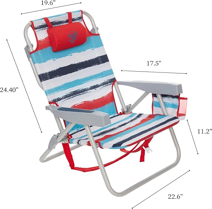 Banana Boat Folding Beach Chair Lightweight Backpack Chairs for Adults 5-Position with Lay Flat Outdoor Heavy Duty Beach Chair Red (1 PK)