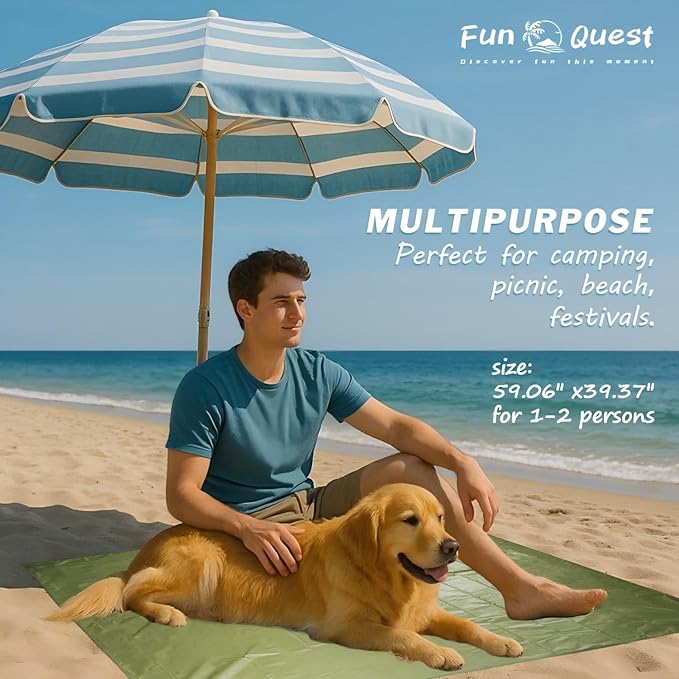 Picnic Blanket Waterproof – Packable Sand Proof Beach Blanket (0.42lb/0.66lb) Compact &amp Foldable Fits in Pocket with Integrated Stakes Ideal for Camping Hiking Travel Concert Festival