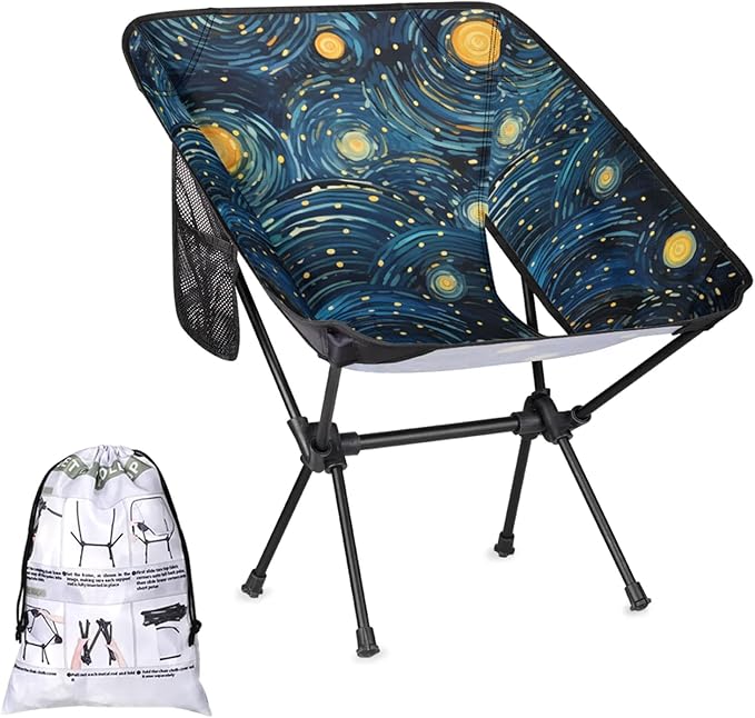 Honeybaby Folding Camping Chair Abstract Starry Sky Camping Chairs Lightweight Portable Chair Outdoor Foldable Chairs for Camping Travel Picnic Beach Hiking