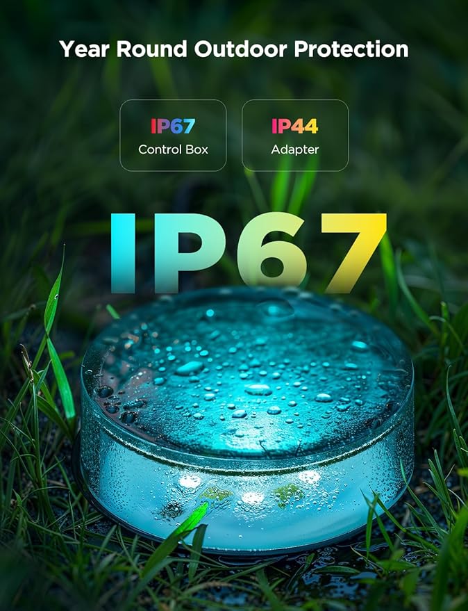 Govee Outdoor Ground Lights 2 100ft for Patio Decorations 30 Pack RGBIC Pathway with 100LM Warm White IP67 Waterproof for Garden Splitter Connector Works with Alexa Google Assistant