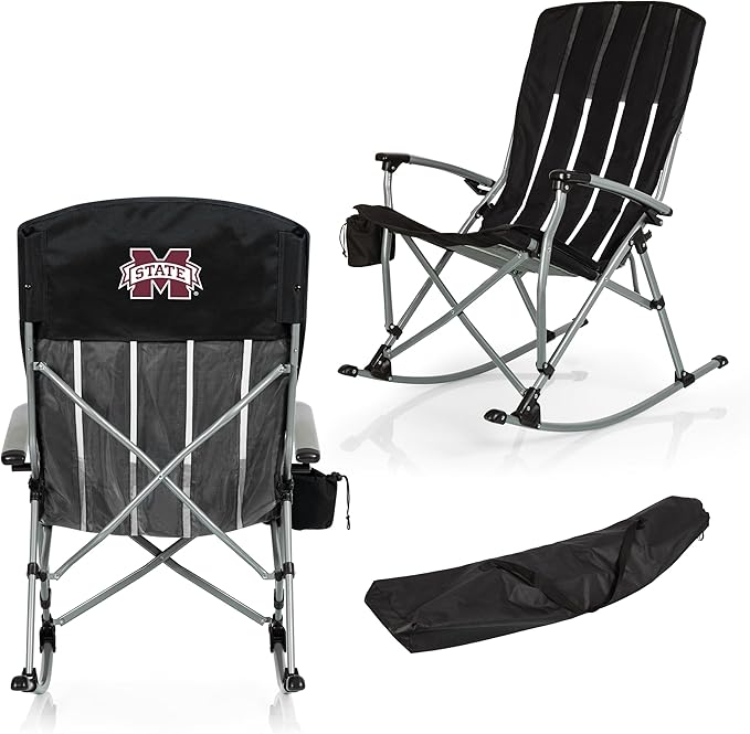 Picnic TIME NCAA Unisex-Adult NCAA Outdoor Rocking Camp Chair XL Heavy Duty Camping Chair for Adults