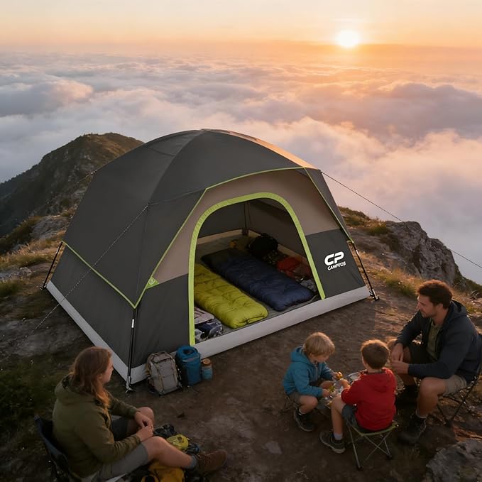Tents for Camping 6 Person Tent Waterproof Windproof Double Layer Family Camping Tent Easy Setup Dome Tent with Large Mesh Windows &amp Wider Door for Outdoor Camping &amp Hiking