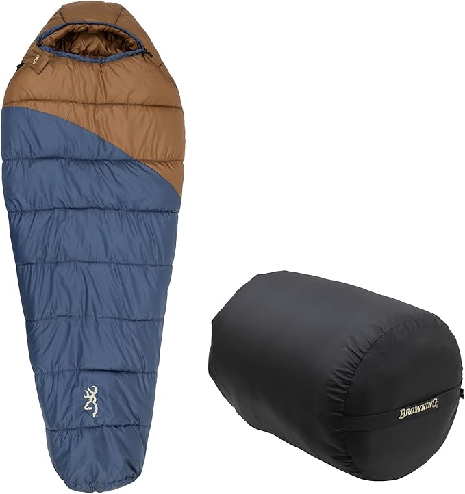 Browning Discover -20° Sleeping Bag – Extreme Cold Weather Mummy Sleeping Bag with TechLoft Silver Insulation Draft Collar &amp Durable Shell for Winter Camping Backpacking &amp Outdoor Adventure
