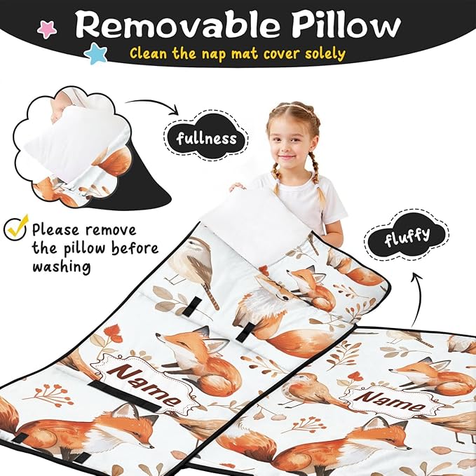 Toddler Sleeping Bag with Blanket &amp Pillow – Personalized Roll-Up Nap Mat with Custom Name for Kids