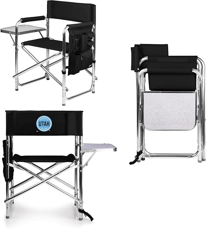 PICNIC TIME NHL Utah Hockey Club Sports Chair with Side Table Beach Chair Camp Chair for Adults (Black)