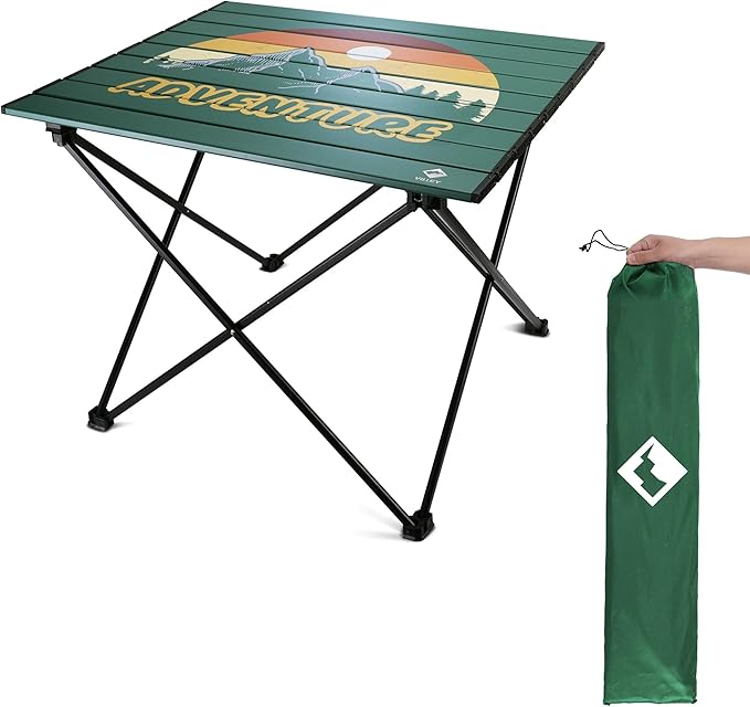 VILLEY Portable Camping Side Table Ultralight Aluminum Folding Beach Table with Carry Bag for Outdoor Cooking Picnic Camp Boat Travel