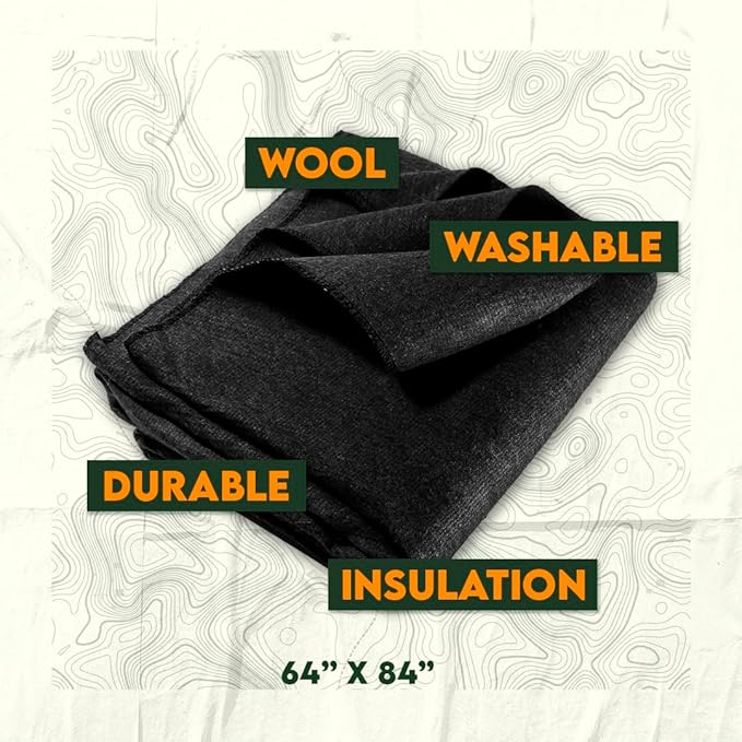 SE Black 64 x 84 4-lb. Warm Blanket with 80% Wool - BI64845BK