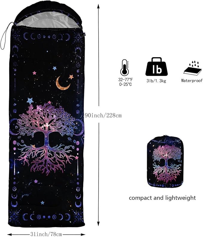 Kids Sleeping Bag for Boys GirlsCute Puppy Print-Lightweight Warm Portable Outdoor Indoor-Waterproof Cold Weather Resistant Sleeping Bag for Camping Hiking
