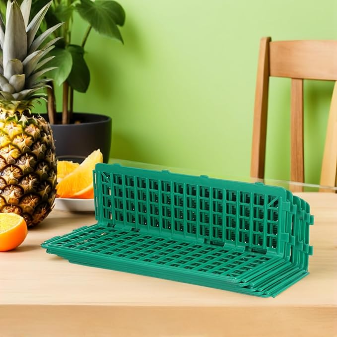 6PCS Plastic Shelf Rail Guardrail Supermarket Produce Display Divider for Grocery Store Shop Market Home Accessories - Green