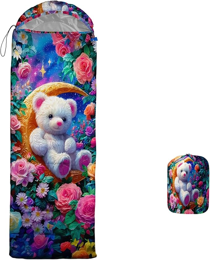 AILONEN Cartoon Camping Sleeping Bag for Boys Girls AdultsLightweight &amp Waterproof3 Season Warm &amp Cold WeatherPortablePrinted Sleeping BagTravelingCampingHiking