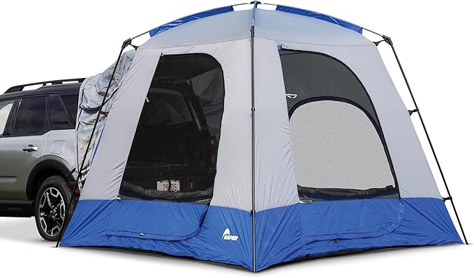 Napier Sportz SUV Tent | 9'x9' Car Camping Tent with Full Rainlfy and Awning | Fits All CUVs SUVs Minivans | Sleeps 5 Adults | Blue/Gray | Model 82000