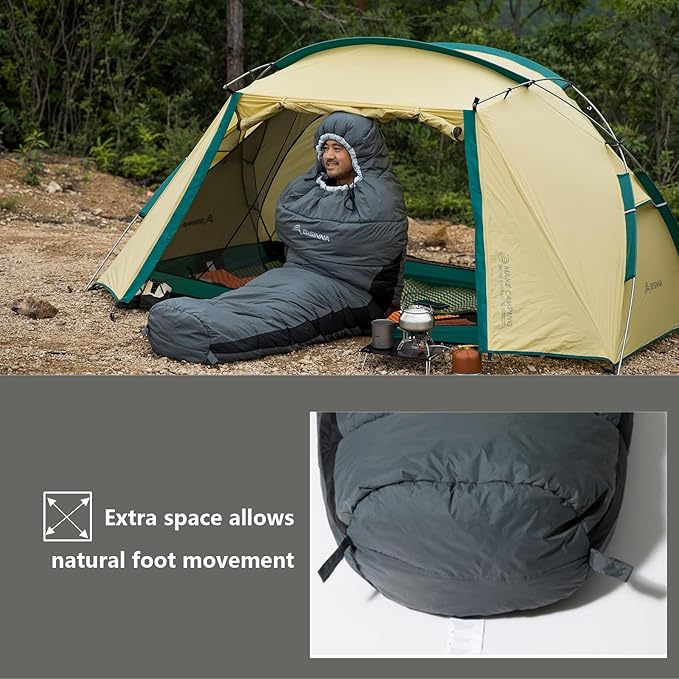 BISINNA Mummy Sleeping Bag for Adults 14-41℉ Cold Weather 3-4 Season Camping Sleeping Bags with Compression Sack for Backpacking Hiking Traveling