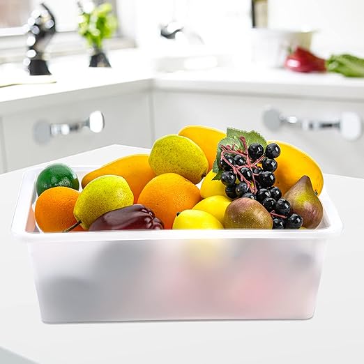Dicunoy 6 Pack Commercial Bus Tubs 9L Plastic Dish Pan Basin White Rectangle Wash Basins Bus Box Meat Processing Tubs Tote Organizer Boxes for Art Supplies Toys Foods 14 L x 11 W x 4.4 H