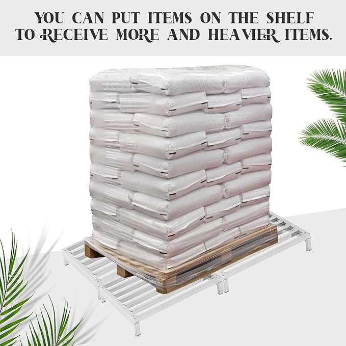 4 Pack Dunnage Rack 23.6 Long x 23.6 Wide 3.9 Height Stainless Steel Shelf 3000+ Pound Capacity Commercial Food Floor Rack for Restaurants Kitchens Garages and Vehicles(Detacheable)