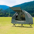 Moccha Folding Camping Tent Cot with Sleeping Bag and Air Mattress Elevated Camping Tent with Carry Bag for Outdoor Activity Hiking Picnic (1-Person)