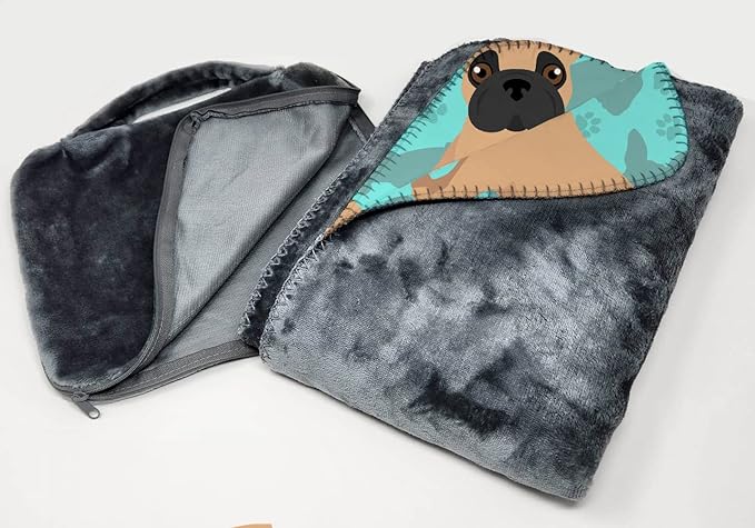 Caroline's Treasures MLM1050TBLT Fawn French Bulldog Soft Travel Blanket with Bag Airplane Blanket Indoor Outdoor Camping Blanket for Traveling Picnics Beach Trips Concerts