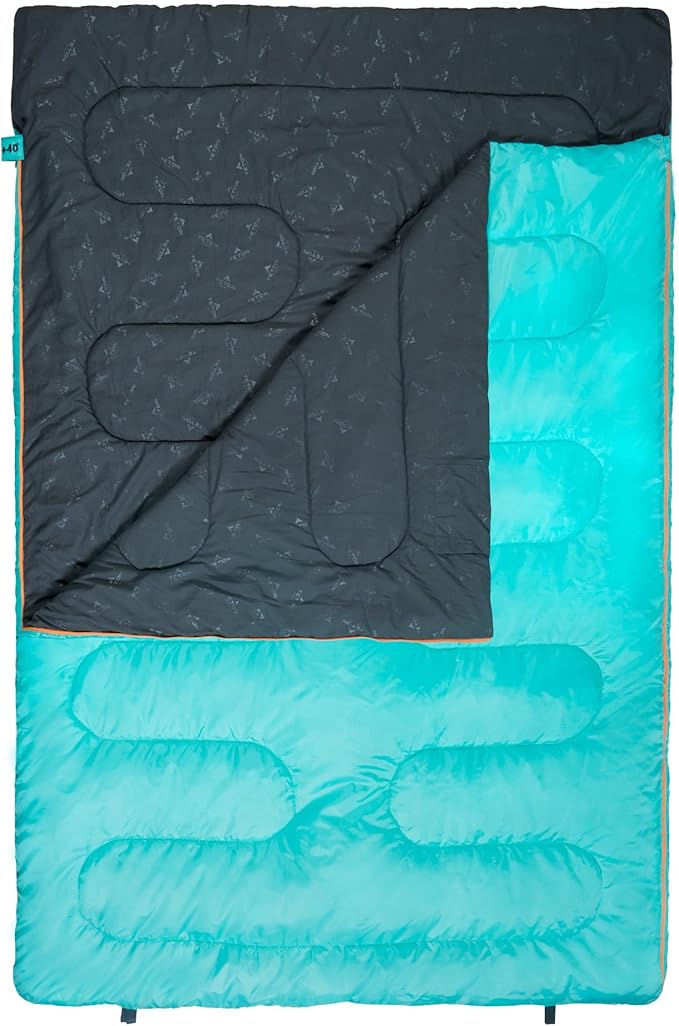 Teton Mammoth Queen Size Double Sleeping Bag- A Warm Bag The Whole Family can Enjoy – Great for Camping Hunting and Base Camp. Compression Sack Included 40F Teal