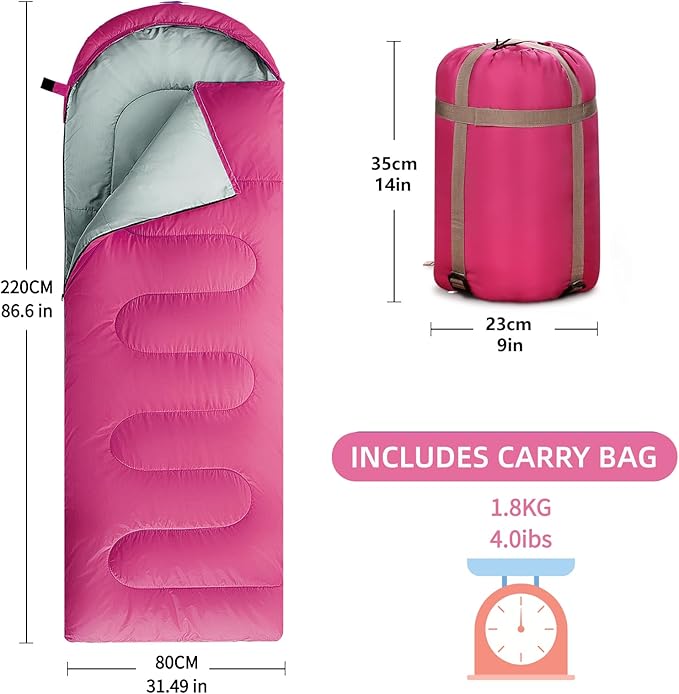 Sleeping Bags for Adults Teens &amp Kids - Use for 3-4 Seasons Warm &amp Cold Weather - LightweightWaterproof Use for Backpacking Hiking and Camping