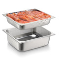 Tioncy 2 Pack Full Size Hotel Pans with Perforated Steam Pan Stainless Steel Steam Table Pan Multifunctional Food Chafing Supplies for Restaurant Kitchen(Half Size 2.5 Inches 4 Inches)