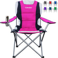 Camabel Folding Camping Chairs 400lbs Oversized Outdoor Collapsible Lawn Chair Padded Sports Portable Lightweight Chairs for Beach Hiking Fishing Picnics with Cup Holder Hanami Pink