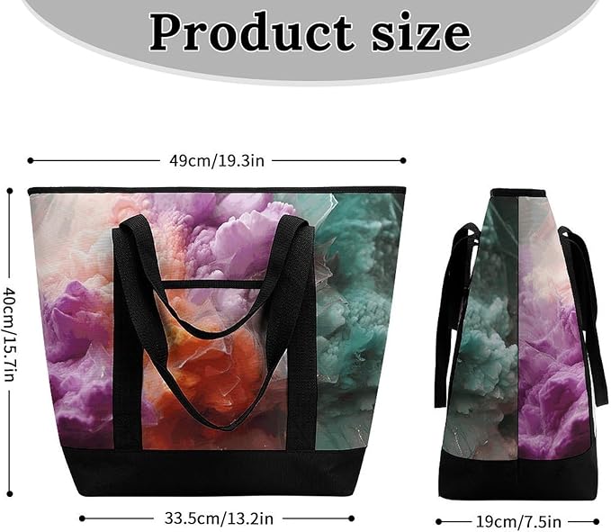 Insulated Shopping BagLarge Reusable Cooler Bags Colorful Printed Foldable Shopping BagTravel Waterproof Shoulder Bag