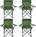 4 Pack Folding Camping Chairs for Adults Foldable Portable Beach Chairs with Carry Bag &amp Cup Holder Compact Design for Camping Beach Picnics and Fishing Supports 300LBS（Green）