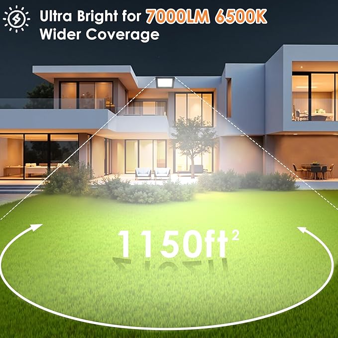 50W LED Flood Light Outdoor 6500K Daylight White7000LM Super Brighter LED Work LightIP66 Waterproof Security Light with Switch and Plug for Garage Garden Yard Stadium 2Pack