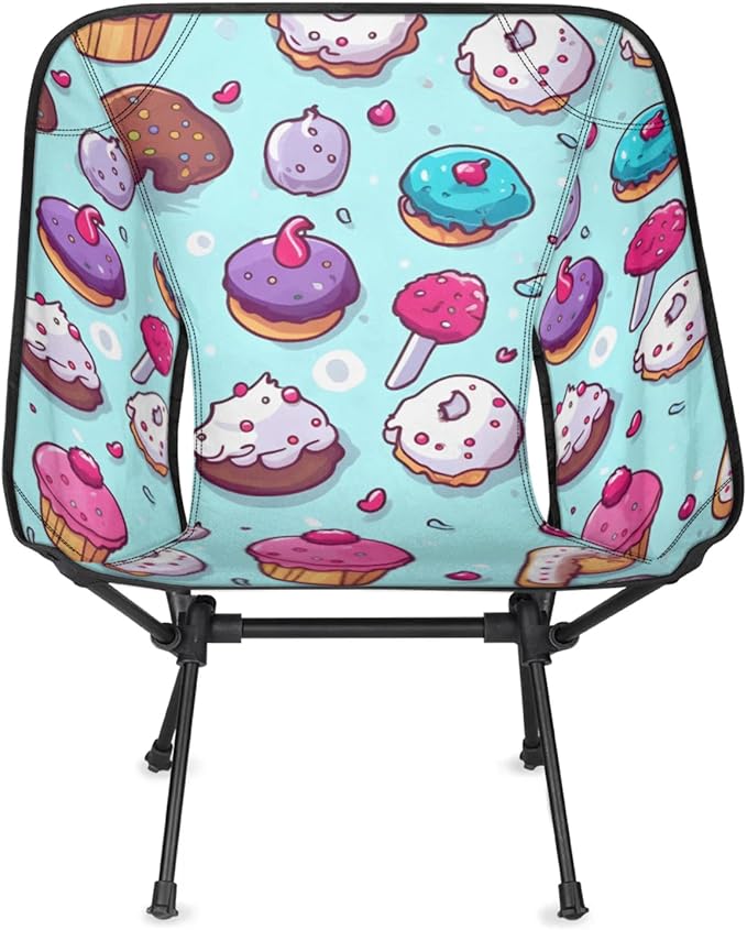 Honeybaby Folding Camping Chair Various Ice Creams Camping Chairs Lightweight Portable Chair Outdoor Foldable Chairs for Camping Travel Picnic Beach Hiking