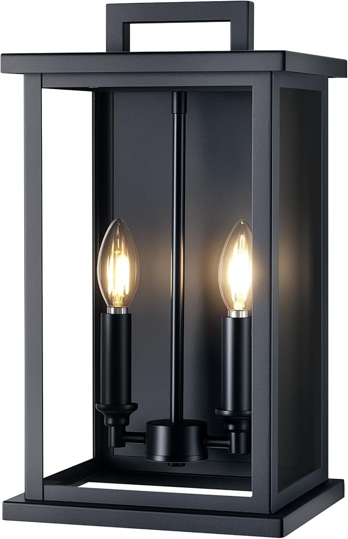 Large Outdoor Sconce Garage Lights Modern Outdoor Wall Light Exterior Wall Lantern Lights for HouseFront Porch2-Light Patio Wall Light Fixture with Thick Glass Shades E12 Waterproof 1 Pack