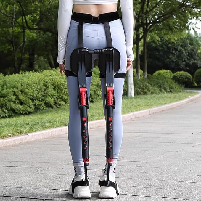 Wearable Chair Invisible Seat Adjustable Chairless Ergonomics Lightweight Exoskeleton 5 Gear Heights Bear up to 150kg (Red)