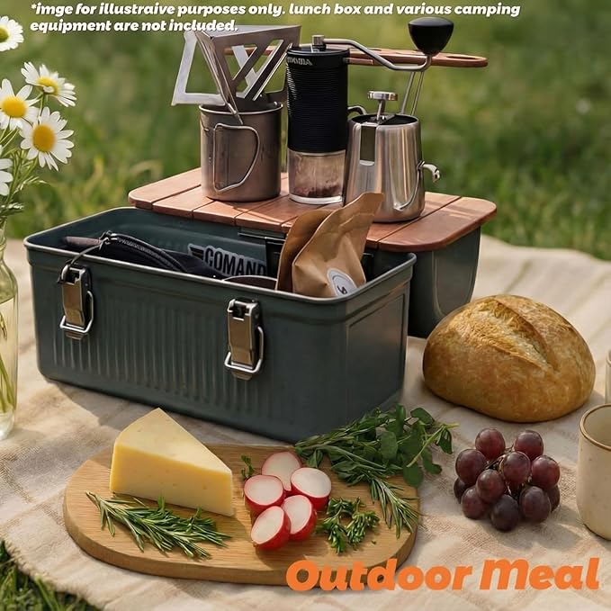 Wooden Table Compatible with Lunch Box 10qt Portable Outdoor Camping Picnicking Cafe Kit Accessories Mini Folding Meal Tables (7.3 x 13.6 x 0.4 Inch) Not Included Lunchbox