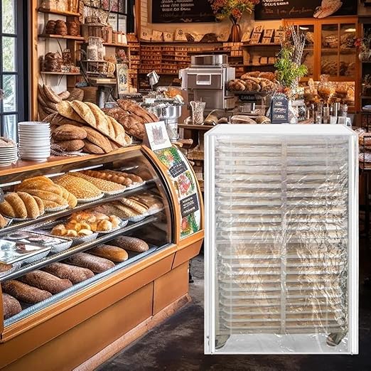 Heavy-Duty Transparent Foodservice Sheet Rack Cover Bakery - 28 x 23 x 61 - Easy Fold &amp Store(28 * 23 * 33in)