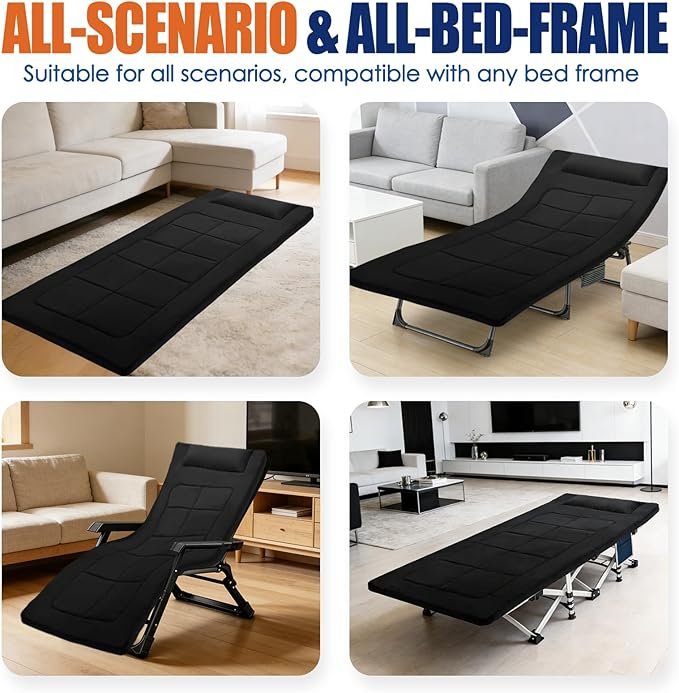 Camping cot Mattress Comfortable Portable Foldable Sleeping Pad for Adults Folding Floor Pad Easy to Store Guest Mat for Home Outdoor Indoor