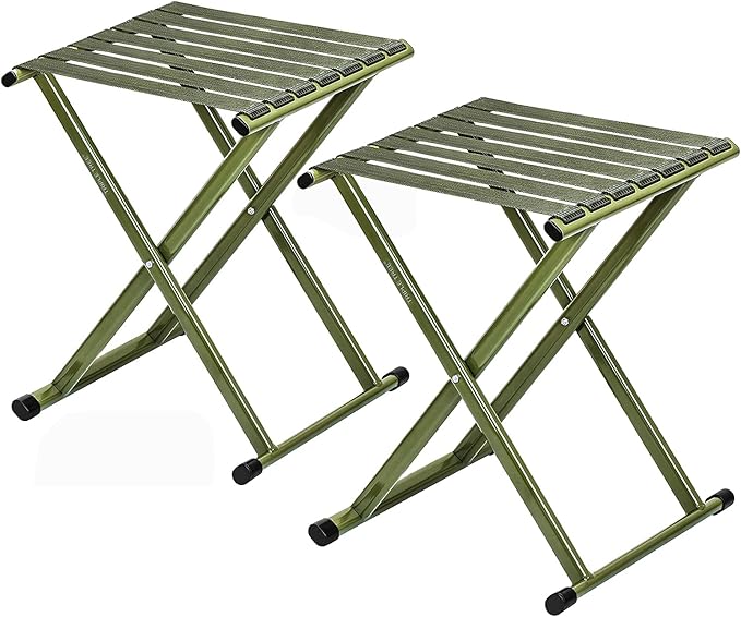 TRIPLE TREE Folding Stool 2-Pack Portable Camping Stool 17.8inch Height Lightweight Stainless Steel Foldable Chair for Outdoor Camping Walking Hunting Hiking Fishing Support 225 lbs