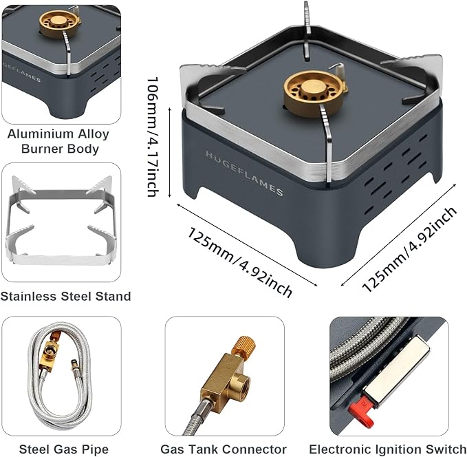 Single Burner Propane Stove Wind-Guard Camping Stove Automatic Ignition Propane Burner for Outdoor Cooking
