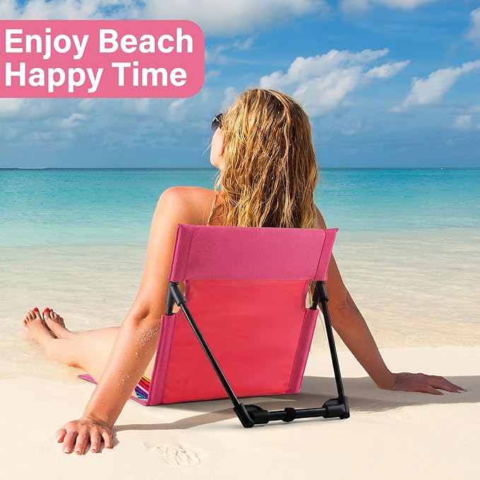 Karenhi 2 Pcs Foldable Poolside Chairs Portable Beach Chair Folding Poolside Chairs for Edge of Pool for Adults Traveling Camping Picnic Lawn Accessories (Rose Pink)