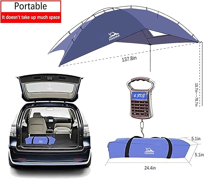 Versatility Camping Tent for Truck BedSUV RVing VanTrailer and Overlanding Portable Teardrop Awning Canopy Tear Resistant Tarp with 2 Sandbag