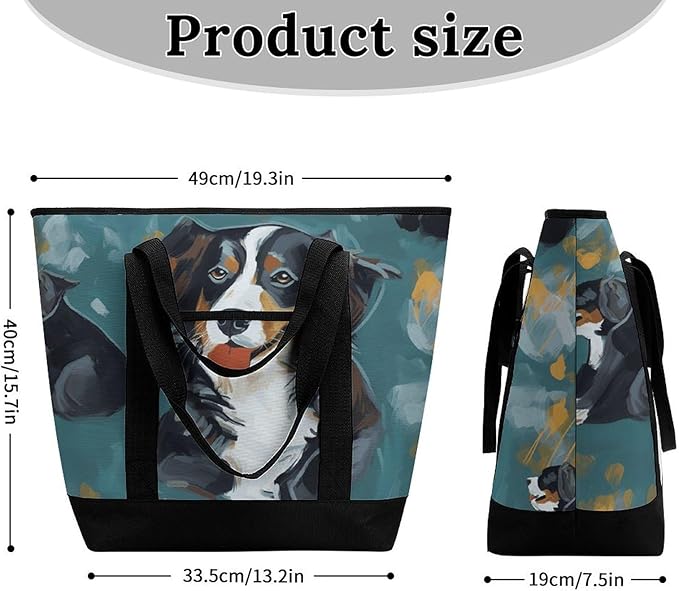 Insulated Shopping BagLarge Reusable Cooler Bags Dog Printed Foldable Shopping BagTravel Waterproof Shoulder Bag