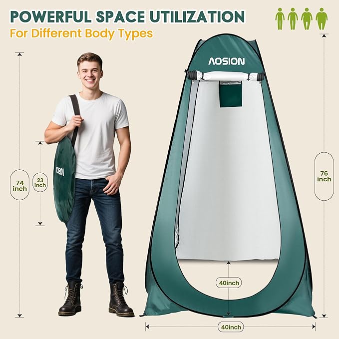 AOSION Privacy Shower TentPop Up Changing TentCamp Bathroom Changing Dressing RoomSun Sunshade Canopy Outdoor Rain Shelter for Camping Hiking Beach Picnic Fishing. (Army Green)